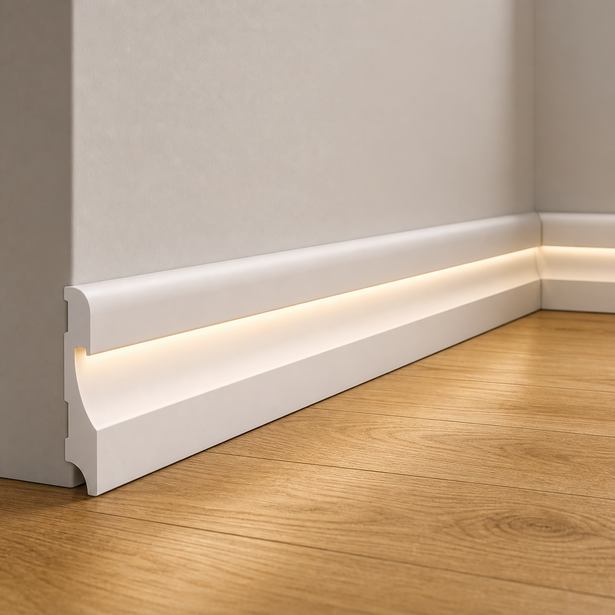 Polyurethane Skirting Board 120-240cm, Paintable, LED Option