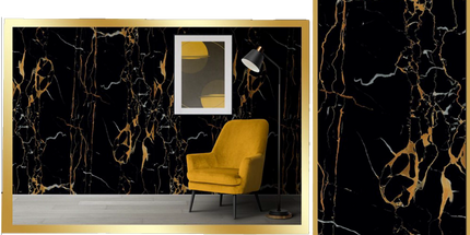Marble Panels PVC  - GOLD BLACK
