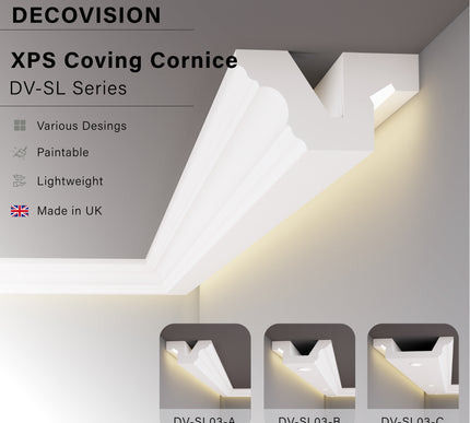Decovision Xps Extruded Polystyrene Led Coving Cornice Molding Trim SL Series