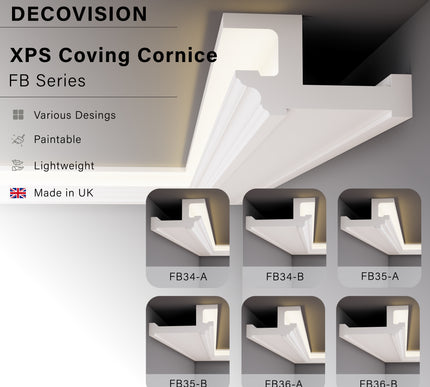 Decovision Xps Extruded Polystyrene Led Coving Cornice Molding Trim FB Series