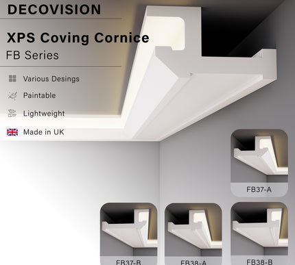 Decovision Xps Extruded Polystyrene Led Coving Cornice Molding Trim FB Series