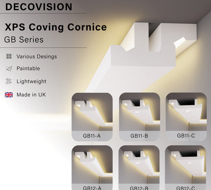 Decovision Xps Extruded Polystyrene Led Coving Cornice Molding Trim GB Series