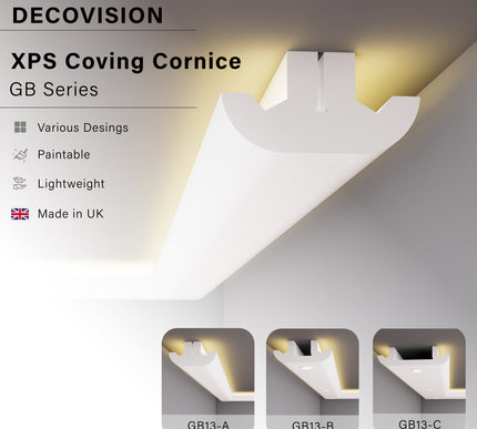 Decovision Xps Extruded Polystyrene Led Coving Cornice Molding Trim GB Series