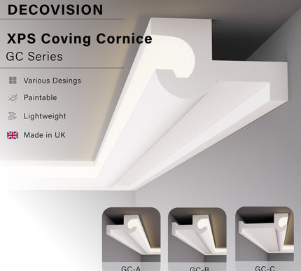 Decovision Xps Extruded Polystyrene Led Coving Cornice Molding Trim GC Series