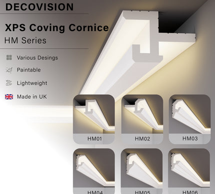 Decovision Xps Extruded Polystyrene Led Coving Cornice Molding Trim HM Series