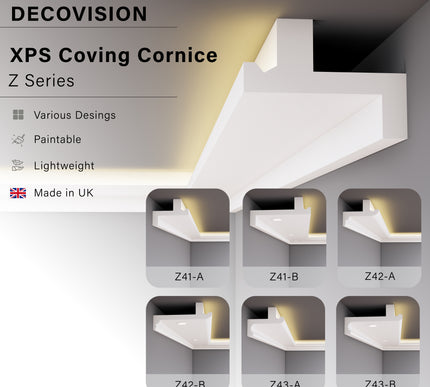Decovision Xps Extruded Polystyrene Led Coving Cornice Molding Trim Z Series