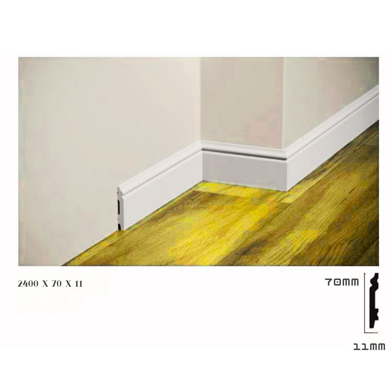 Polyurethane Skirting Board 120-240cm, Paintable, LED Option