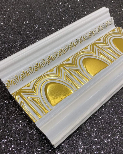 PALACE XPS COVING POLYURETHANE CORNICE MOLDING FINEST QUALITY - WHITE GOLD DA120-BA 12cm