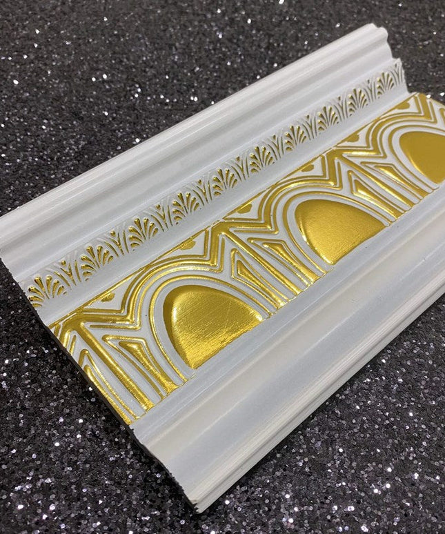 PALACE XPS COVING POLYURETHANE CORNICE MOLDING FINEST QUALITY - WHITE GOLD DA120-BA 12cm