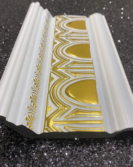 PALACE XPS COVING POLYURETHANE CORNICE MOLDING FINEST QUALITY - WHITE GOLD DA120-BA 12cm