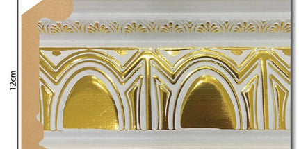 PALACE XPS COVING POLYURETHANE CORNICE MOLDING FINEST QUALITY - WHITE GOLD DA120-BA 12cm