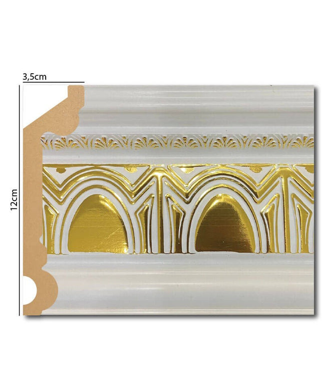 PALACE XPS COVING POLYURETHANE CORNICE MOLDING FINEST QUALITY - WHITE GOLD DA120-BA 12cm