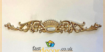 PALACE DOOR CROWN MOTIF - POLYSTYRENE - PATINA 34*5cm - DGM35-P