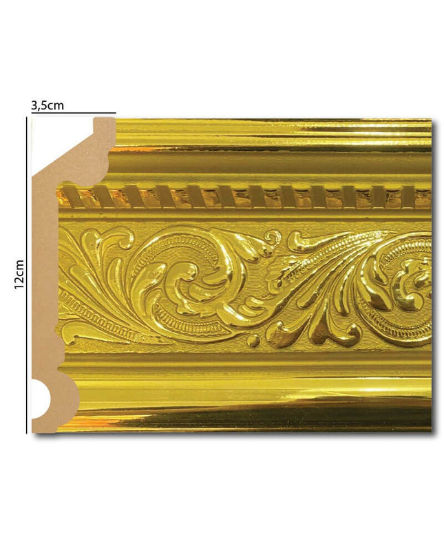 GOLD PALACE IVY COVING POLYURETHANE CORNICE MOLDING FINEST QUALITY - IVY GOLD DS120A 12cm
