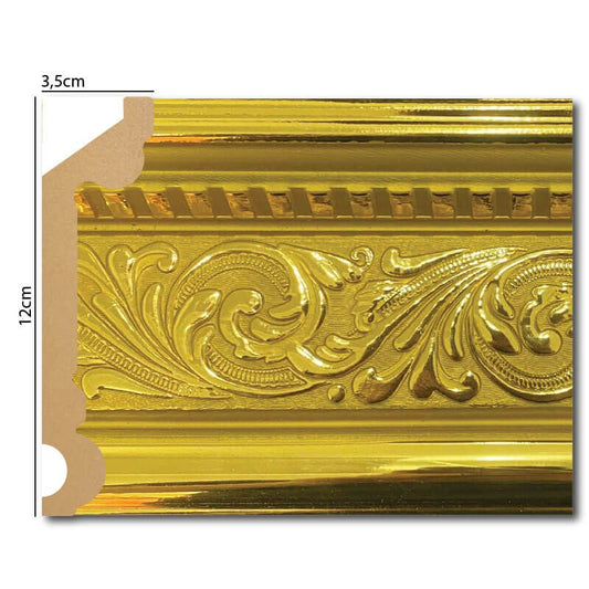 GOLD PALACE IVY COVING POLYURETHANE CORNICE MOLDING FINEST QUALITY - IVY GOLD DS120A 12cm