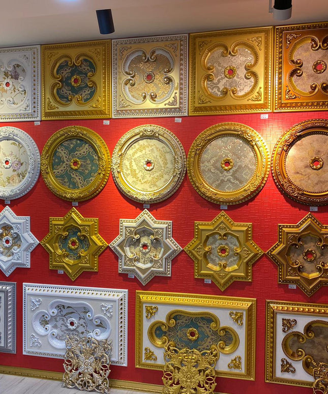 PALACE CEILING ROSE - POLYSTYRENE - RECTANGULAR -  DD140200-AB - ELEGANCE GOLD MAROON 140*200cm