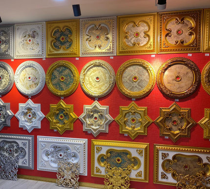 PALACE CEILING ROSE - POLYSTYRENE - RECTANGULAR - DD140200-BA - ELEGANCE WHITE GOLD 140*200cm