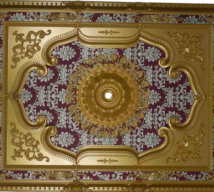 PALACE CEILING ROSE - POLYSTYRENE  - RECTANGULAR - DD120160-AB - ELEGANCE GOLD MAROON 120*160cm