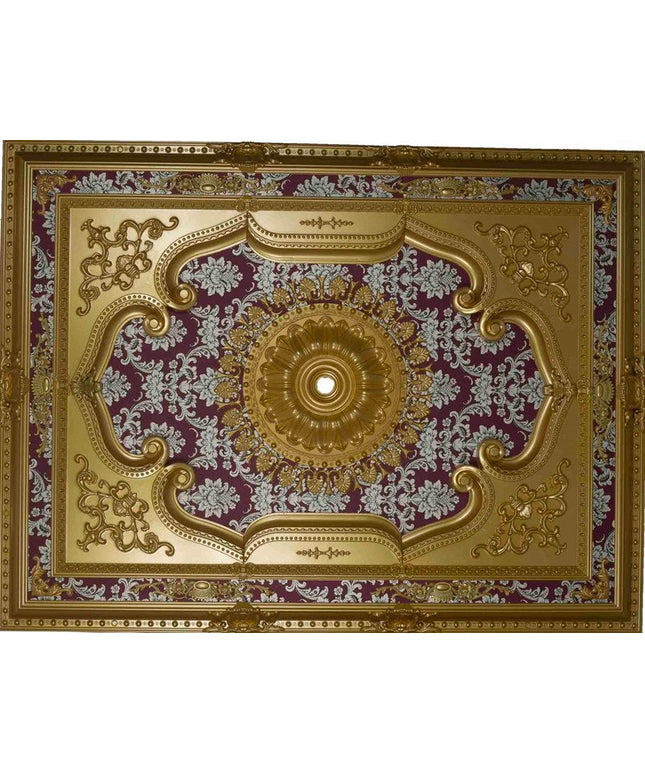 PALACE CEILING ROSE - POLYSTYRENE  - RECTANGULAR - DD120160-AB - ELEGANCE GOLD MAROON 120*160cm