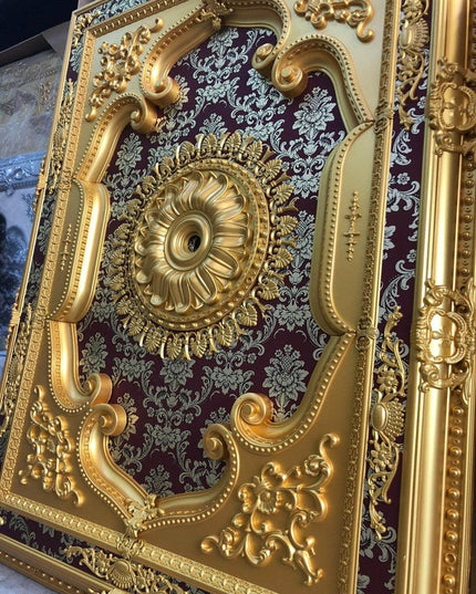 PALACE CEILING ROSE - POLYSTYRENE  - RECTANGULAR - DD120160-AB - ELEGANCE GOLD MAROON 120*160cm