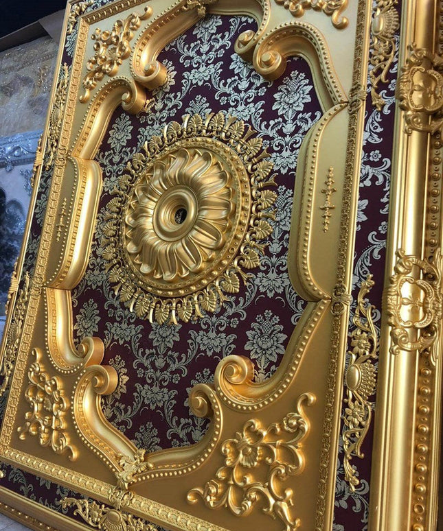 PALACE CEILING ROSE - POLYSTYRENE  - RECTANGULAR - DD120160-AB - ELEGANCE GOLD MAROON 120*160cm
