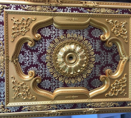 PALACE CEILING ROSE - POLYSTYRENE  - RECTANGULAR - DD120160-AB - ELEGANCE GOLD MAROON 120*160cm