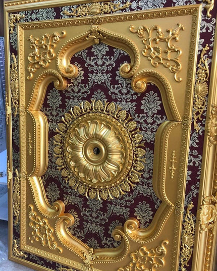PALACE CEILING ROSE - POLYSTYRENE  - RECTANGULAR - DD120160-AB - ELEGANCE GOLD MAROON 120*160cm