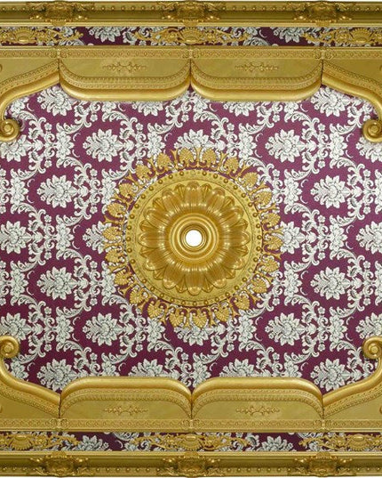 PALACE CEILING ROSE - POLYSTYRENE - RECTANGULAR -  DD140200-AB - ELEGANCE GOLD MAROON 140*200cm