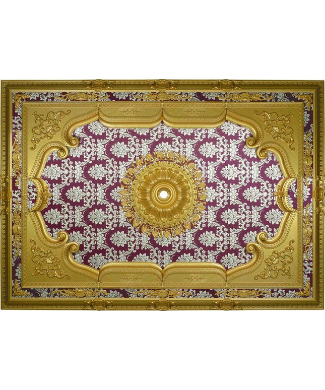 PALACE CEILING ROSE - POLYSTYRENE - RECTANGULAR -  DD140200-AB - ELEGANCE GOLD MAROON 140*200cm