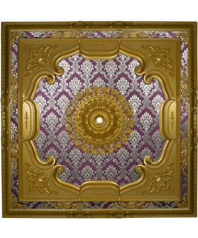 PALACE CEILING ROSE - POLYSTYRENE - SQUARE- DK150-AB -  GOLD MAROON 150*150cm