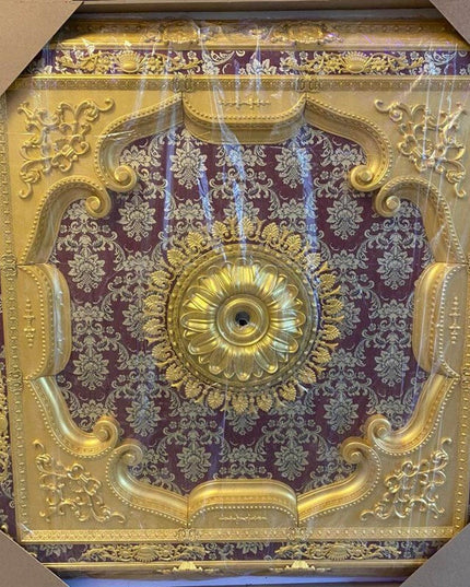 PALACE CEILING ROSE - POLYSTYRENE - SQUARE- DK150-AB -  GOLD MAROON 150*150cm