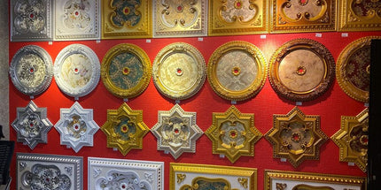 PALACE CEILING ROSE - POLYSTYRENE - SQUARE - DK60-AB - GOLD MAROON 60*60cm