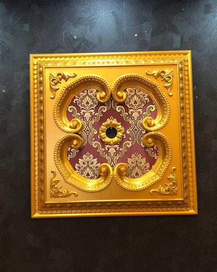 PALACE CEILING ROSE - POLYSTYRENE - SQUARE - DK60-AB - GOLD MAROON 60*60cm