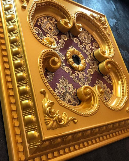 PALACE CEILING ROSE - POLYSTYRENE - SQUARE - DK60-AB - GOLD MAROON 60*60cm