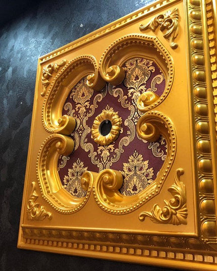 PALACE CEILING ROSE - POLYSTYRENE - SQUARE - DK60-AB - GOLD MAROON 60*60cm
