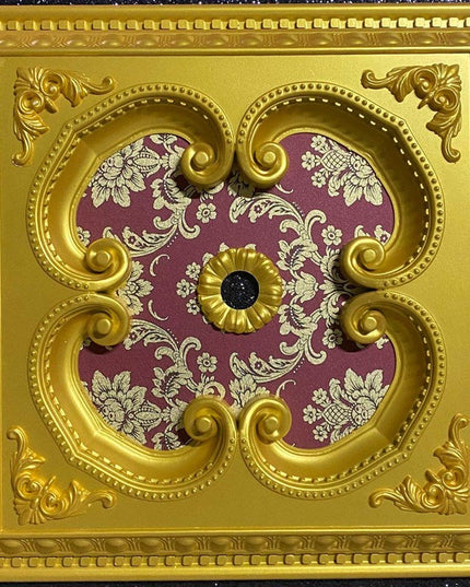 PALACE CEILING ROSE - POLYSTYRENE - SQUARE - DK60-AB - GOLD MAROON 60*60cm