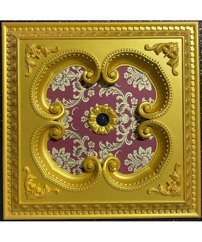 PALACE CEILING ROSE - POLYSTYRENE - SQUARE - DK60-AB - GOLD MAROON 60*60cm