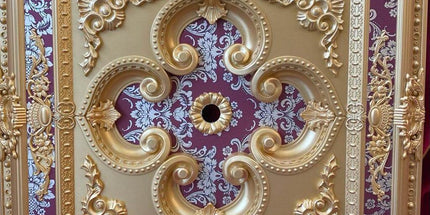 PALACE CEILING ROSE - POLYSTYRENE - SQUARE - DK90-AB - GOLD MAROON 90*90cm