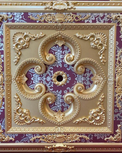 PALACE CEILING ROSE - POLYSTYRENE - SQUARE - DK90-AB - GOLD MAROON 90*90cm