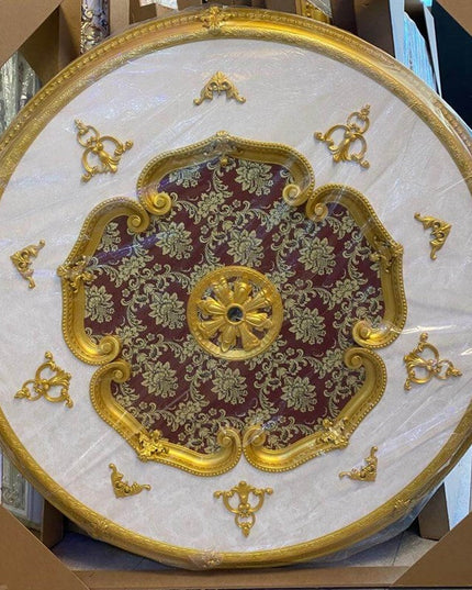 PALACE CEILING ROSE - POLYSTYRENE - DO150-AB - CIRCULAR GOLD MAROON 150cm
