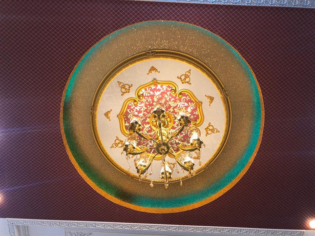 PALACE CEILING ROSE - POLYSTYRENE - DO150-AB - CIRCULAR GOLD MAROON 150cm
