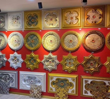PALACE CEILING ROSE - POLYSTYRENE - DO60-AB- CIRCULAR GOLD MAROON  60cm