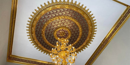 PALACE CEILING ROSE - POLYSTYRENE - DO90-AB- CIRCULAR GOLD MAROON 90cm