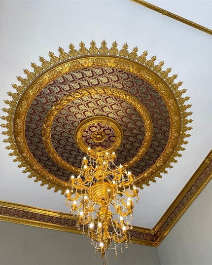 PALACE CEILING ROSE - POLYSTYRENE - DO90-AB- CIRCULAR GOLD MAROON 90cm