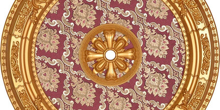 PALACE CEILING ROSE - POLYSTYRENE - DO90-AB- CIRCULAR GOLD MAROON 90cm