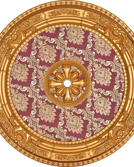 PALACE CEILING ROSE - POLYSTYRENE - DO90-AB- CIRCULAR GOLD MAROON 90cm