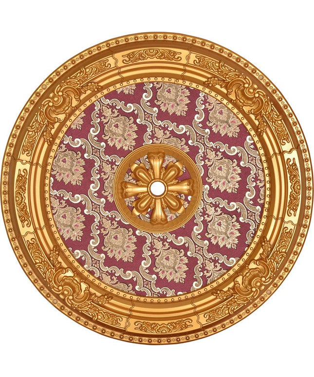 PALACE CEILING ROSE - POLYSTYRENE - DO90-AB- CIRCULAR GOLD MAROON 90cm
