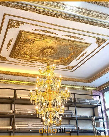 PALACE CEILING ROSE - POLYSTYRENE - RECTANGULAR -  DD140200-A - ELEGANCE GOLD 140*200cm