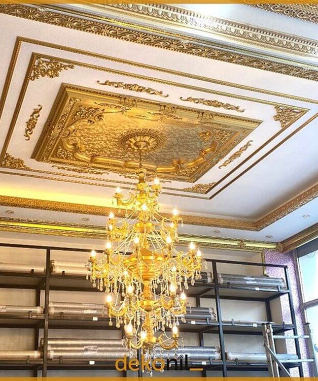 PALACE CEILING ROSE - POLYSTYRENE - RECTANGULAR -  DD140200-A - ELEGANCE GOLD 140*200cm