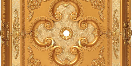 PALACE CEILING ROSE - POLYSTYRENE - SQUARE - DK90-A - GOLD 90*90cm